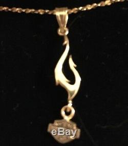10K Harley Davidson Necklace Flame Fish Hook Bar Shield Black Hills Gold chain