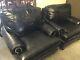 2 Harley-davidson Embossed Bar & Shield Black Leather Club Chairs Withottomans