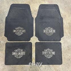 4pc Vintage Harley Davidson Rubber Floor Mat Set Bar And Shield HD