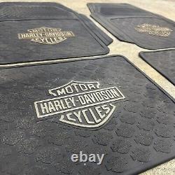 4pc Vintage Harley Davidson Rubber Floor Mat Set Bar And Shield HD