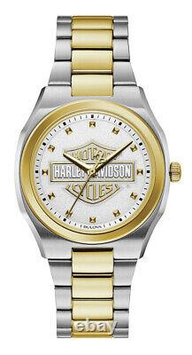 78L129 Harley-Davidson Women's Bar & Shield Silver & Gold Stainless Steel Watch