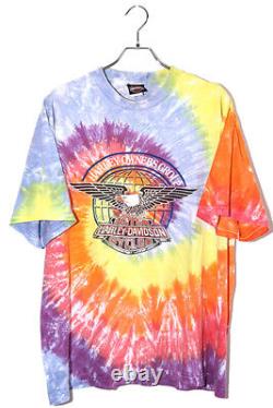 90S Harley Davidson 90 Hanes Eagle Bar Shield Tie Dye Print Short Sleeve T-Shirt