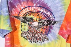 90S Harley Davidson 90 Hanes Eagle Bar Shield Tie Dye Print Short Sleeve T-Shirt