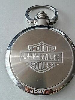 Bulova Harley Davidson Pocket Watch. Stainless and pewter Eagle With Bar & Shield