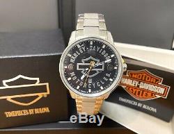 Bulova Mens Harley-Davidson Open Bar & Shield Silver Watch 76B182