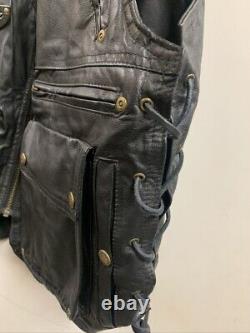 Genuine HARLEY DAVIDSON Black Leather Riding Vest Bar & Shield Size Large