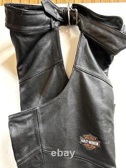 Genuine Harley-Davidson Bar & Shield Black Leather Chaps 98090-06VW Size XL