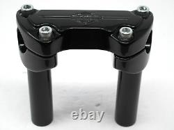 Genuine Harley Davidson Gloss Black 4 1/4 Risers + Bar & Shield Handlebar Clamp