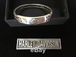 Genuine Harley Davidson Sterling Ladies Bar And Shield Bangle Bracelet 37 Grams