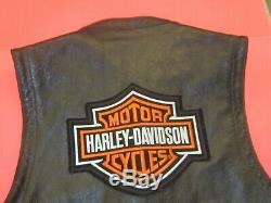 Genuine Harley Road King V-logo leather vest size L Large black, Bar & Shield
