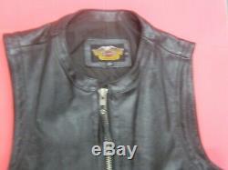 Genuine Harley Road King V-logo leather vest size L Large black, Bar & Shield