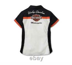 H-d Elemental Bar & Shield Zip Front Shirt Womans 99055-23vw Small