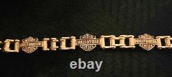 HARLEY DAVIDSON 3 BAR & SHIELD Chain Link 925 Sterling Silver Bracelet 8.25