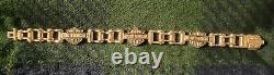 HARLEY DAVIDSON 3 BAR & SHIELD Chain Link 925 Sterling Silver Bracelet 8.25