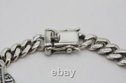HARLEY DAVIDSON 925 Sterling Silver Bar & Shield Curb Link Chain Bracelet 21.8gr