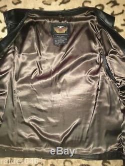 HARLEY DAVIDSON BAR & SHIELD Black Leather Mens Vest Size 2XL H-D 97024-02VM GUC