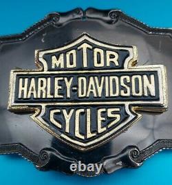 HARLEY-DAVIDSON BELT BUCKLE 1970's RARE BAR AND SHIELD VERY GENTLY USED