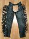 Harley Davidson Black Leather Fringed Chaps Silver Bar And Shield Concho Usa M