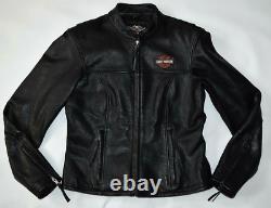 HARLEY DAVIDSON Black Leather Motorcycle Jacket Bar & Shield 98112-06VW Womens M