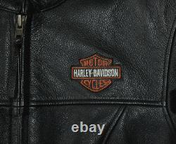 HARLEY DAVIDSON Black Leather Motorcycle Jacket Bar & Shield 98112-06VW Womens M