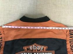 HARLEY DAVIDSON Black Orange Bar & Shield Nylon Racing Jacket 3XL 97068-00V EUC