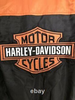 HARLEY DAVIDSON EUC RARE racing jacket XS nylon black orange bar shield