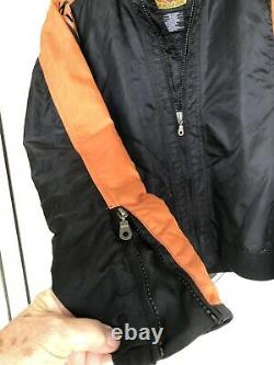 HARLEY DAVIDSON EUC RARE racing jacket XS nylon black orange bar shield