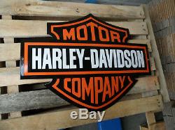 HARLEY DAVIDSON Garage Dealership Bar & Shield Logo Porcelain Enamel Sign