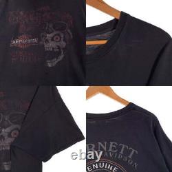 HARLEY-DAVIDSON Harley Davidson Skull Bar & Shield Print Tee Black Made in Used