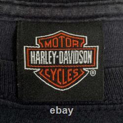 HARLEY-DAVIDSON Harley Davidson Skull Bar & Shield Print Tee Black Made in Used