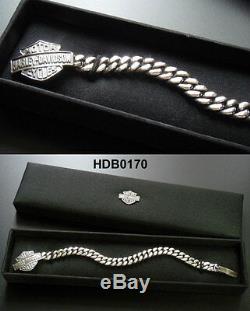 HARLEY DAVIDSON MOD JEWELRY Sterling Silver Bracelet Bar&Shield link chain