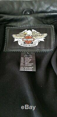 HARLEY DAVIDSON Mens Bar & Shield Embroidered Leather Jacket Orange LARGE