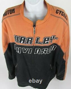 HARLEY DAVIDSON Racing Style Orange Black Motorcycle Jacket Bar Shield Size L