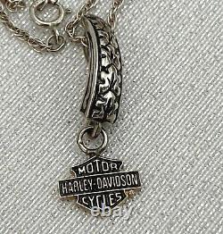 HARLEY DAVIDSON Stamper 10K GOLD NECKLACE BAR SHIELD PENDANT Sterling Chain 19