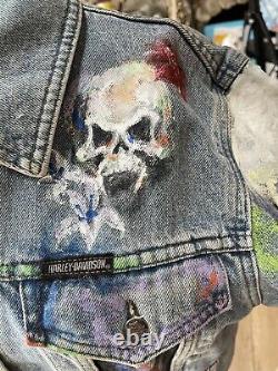 HARLEY-DAVIDSON Women's Bar & Shield Denim Jacket M Vampire Skulls