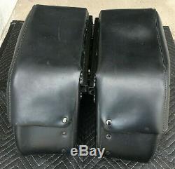 Harley Bar & Shield Rigid Leather Saddlebags 02 & up Dyna 90369-06D hard bags