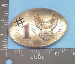 Harley Davidson # 1 Belt Buckle With Upwing Screamin Eagle And Bar & Shield