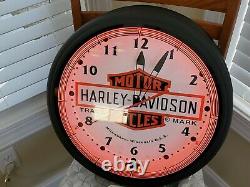 Harley-Davidson 20 Dealer Neon Clock Large Bar & Shield Wall Clock USA made