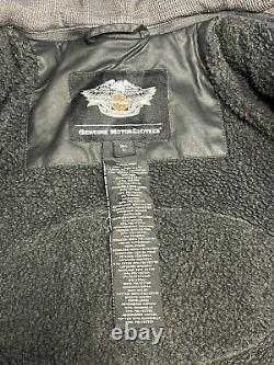 Harley Davidson 3 In 1 /Leather Nylon Winged Bar & Shield Moto Jacket/Tall Large