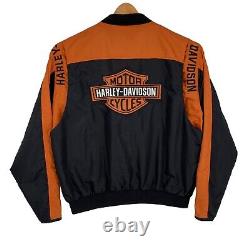 Harley Davidson 3XL Tall Racing Jacket Black Orange Bomber Bar Shield RN 103819