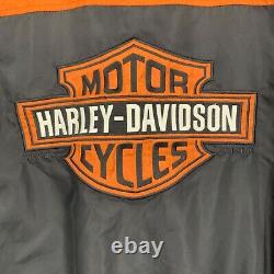 Harley Davidson 3XL Tall Racing Jacket Black Orange Bomber Bar Shield RN 103819