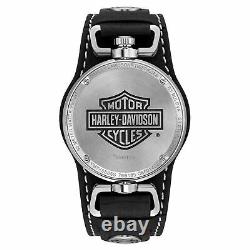 Harley Davidson 76B185 Men's Bar And Shield Rotating Case Cuff Wristwatch