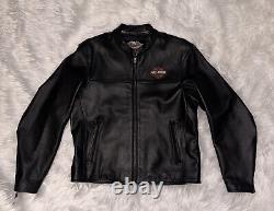 Harley-Davidson 98112-06VM Bar Shield Black Leather Mens LG Biker Riding Jacket