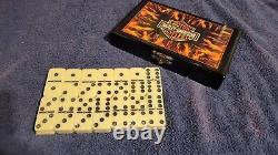Harley Davidson Bar And Shield Flame Dominoes. Factory Sealed In Box Promotional