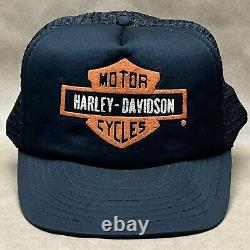 Harley Davidson Bar And Shield Snapback Mesh Trucker Hat Vtg 80s Made In Roc