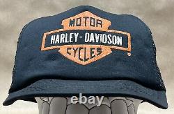 Harley Davidson Bar And Shield Snapback Mesh Trucker Hat Vtg 80s Made In Roc