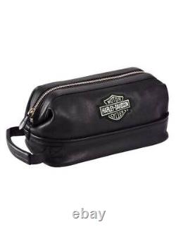 Harley-Davidson Bar & Shield 11 Black Leather Travel Toiletry Bag 99609