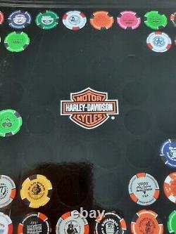 Harley-Davidson Bar & Shield 76 Poker Chip Collectors Frame Wall Mount 6976