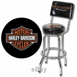 Harley-Davidson Bar & Shield Bar Stool with Backrest HDL-12204 SHIPS FAST