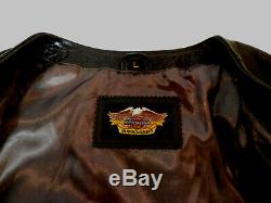 Harley Davidson Bar & Shield Black Leather Motorcycle Vest Mens Large Lg 154